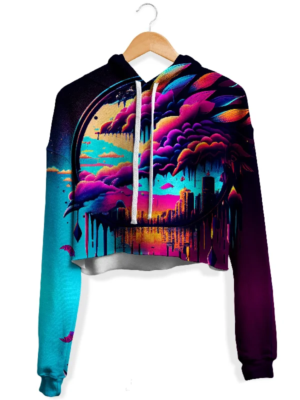 Women's hoodie with a glittery print for a glamorous and sparkly appearanceDistant Memory Fleece Crop Hoodie Women's hoodie with a glittery print for a glamorous and sparkly appearanceDistant Memory Fleece Crop Hoodie