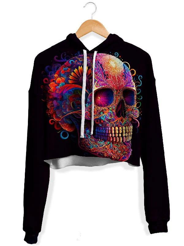 Women's zip - up sweatshirt in pastel blue for a soft and stylish outfitDOTD Skull Fleece Crop Hoodie Women's zip - up sweatshirt in pastel blue for a soft and stylish outfitDOTD Skull Fleece Crop Hoodie