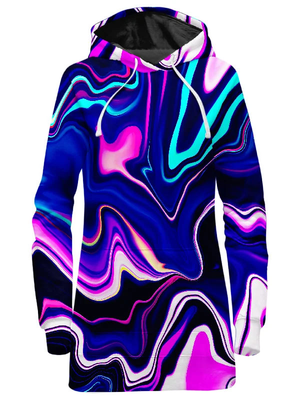 Women's oversized cropped hoodie with drawstrings for a trendy lookElectric Night Light Hoodie Dress Women's oversized cropped hoodie with drawstrings for a trendy lookElectric Night Light Hoodie Dress