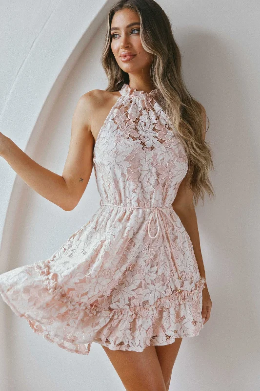 Sheath Women Dress with a Tailored Fit for a Professional LookEver After Halterneck Elasticated Waist Lace Mini Dress Apricot Sheath Women Dress with a Tailored Fit for a Professional LookEver After Halterneck Elasticated Waist Lace Mini Dress Apricot