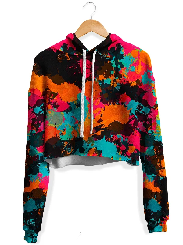 Women's mock - neck sweatshirt made of moisture - wicking material for fitness useFiesta Color Fleece Crop Hoodie Women's mock - neck sweatshirt made of moisture - wicking material for fitness useFiesta Color Fleece Crop Hoodie