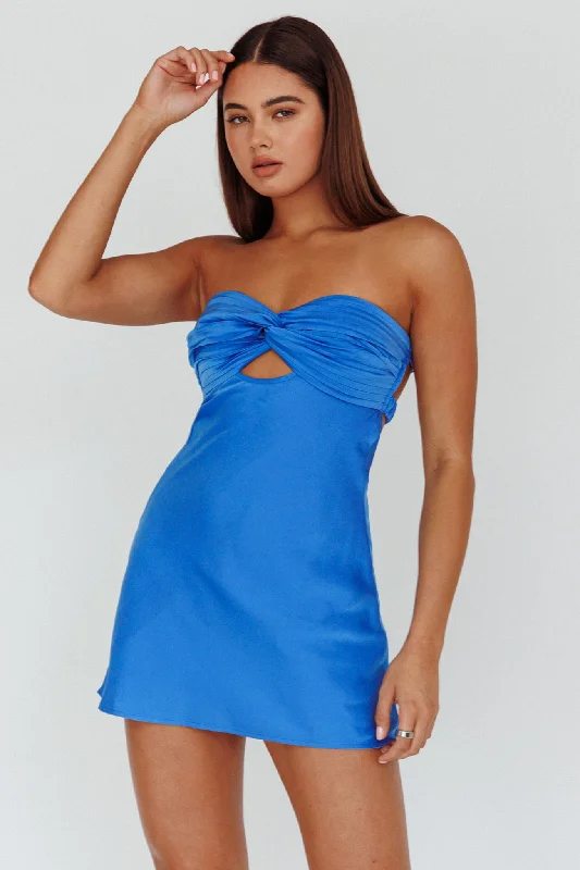 Pleated Women Dress with a Timeless and Elegant TextureFirefly Twist Bust Mini Dress Marine Blue