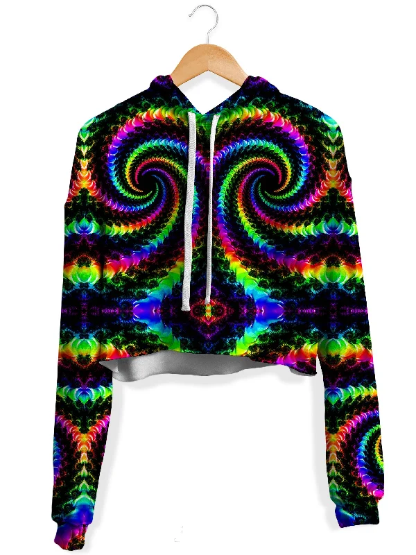 Women's zip - front sweatshirt with contrast stitching for a sporty aestheticFractaled Vision Fleece Crop Hoodie Women's zip - front sweatshirt with contrast stitching for a sporty aestheticFractaled Vision Fleece Crop Hoodie