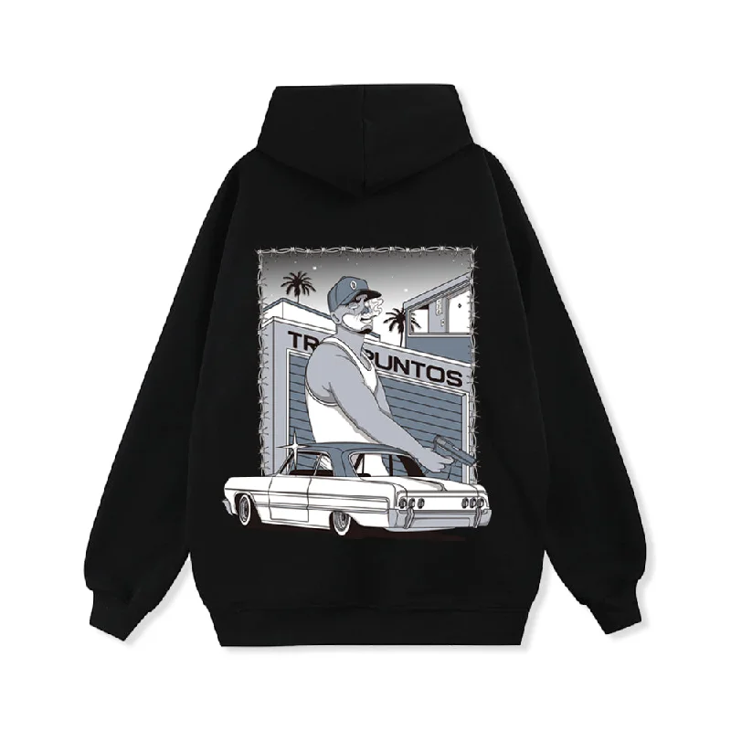 Women's zip - front sweatshirt with contrast stitching for a sporty aestheticGEG | B/N 'Gentle Gangster' Logo Print Hoodie Women's zip - front sweatshirt with contrast stitching for a sporty aestheticGEG | B/N 'Gentle Gangster' Logo Print Hoodie