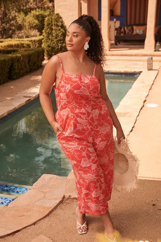 Women jumpsuits with a cinched waist for a defined silhouetteGinger Floral Sweet Pea Square Neck Jumpsuit Curve Women jumpsuits with a cinched waist for a defined silhouetteGinger Floral Sweet Pea Square Neck Jumpsuit Curve
