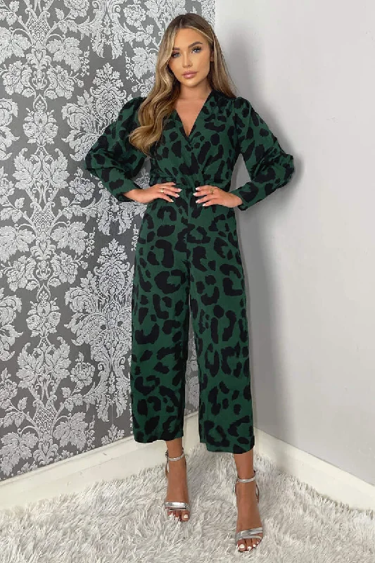 Women jumpsuits with beaded embellishments for a formal and fancy eventGreen Leopard Print Wrap Top Culotte Jumpsuit Women jumpsuits with beaded embellishments for a formal and fancy eventGreen Leopard Print Wrap Top Culotte Jumpsuit