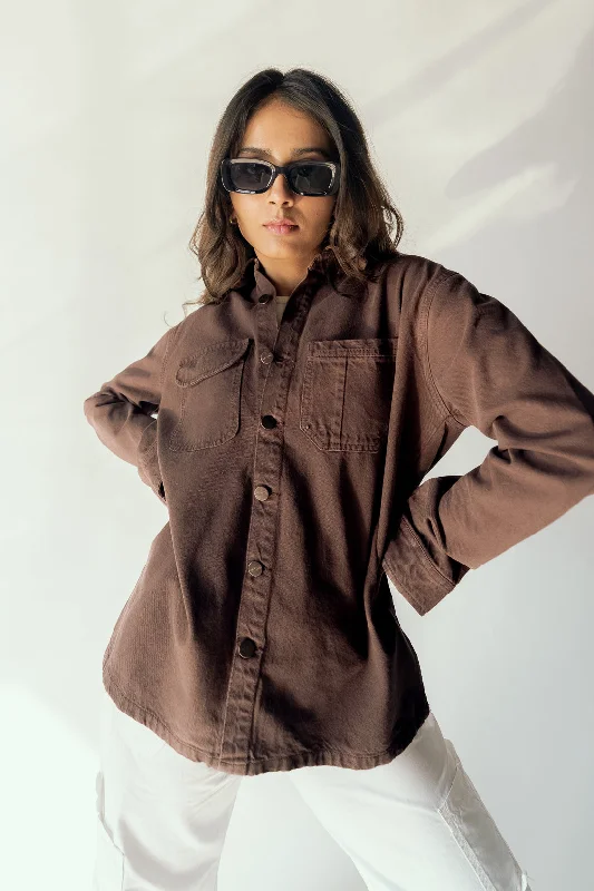 Women's trench coats with a removable belt for customizable stylingHot Brew Shacket