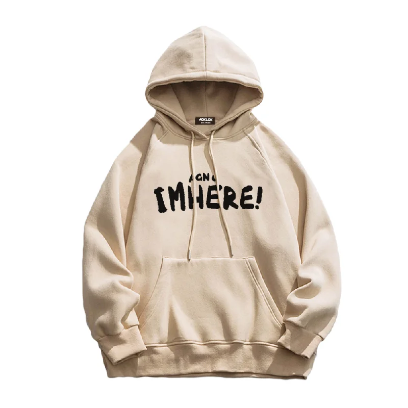 Women's mock - neck sweatshirt made of moisture - wicking material for fitness useI am Here Letter Print Hoodie Women's mock - neck sweatshirt made of moisture - wicking material for fitness useI am Here Letter Print Hoodie