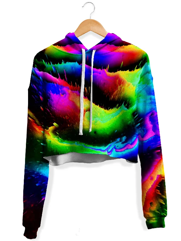 Women's mock - neck sweatshirt made of moisture - wicking material for fitness useIntergalactic Rush Fleece Crop Hoodie Women's mock - neck sweatshirt made of moisture - wicking material for fitness useIntergalactic Rush Fleece Crop Hoodie