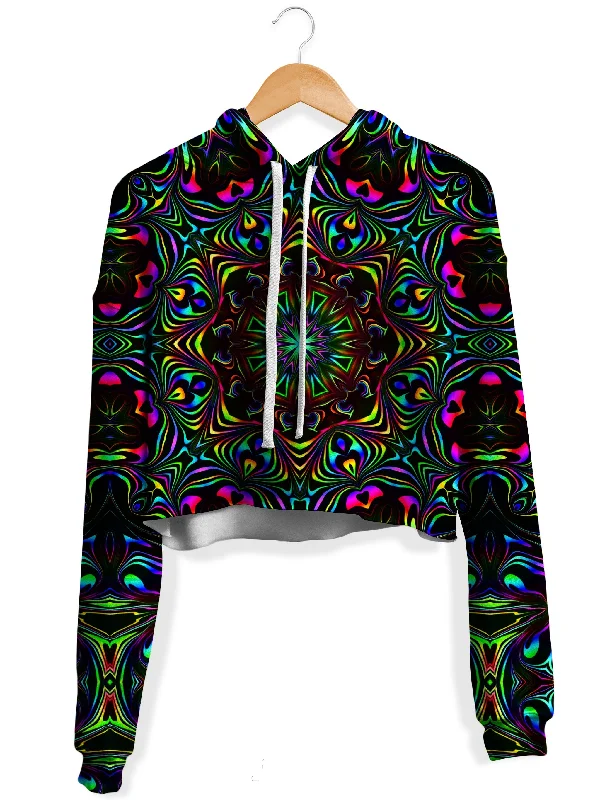 Women's cropped sweatshirt with a slogan graphic for a fun and expressive lookKaleidoscope Eyes Fleece Crop Hoodie Women's cropped sweatshirt with a slogan graphic for a fun and expressive lookKaleidoscope Eyes Fleece Crop Hoodie