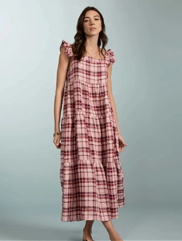 Women jumpsuits with side slits on the pants for a touch of allureKatie Linen Dress | Burgundy Check Women jumpsuits with side slits on the pants for a touch of allureKatie Linen Dress | Burgundy Check