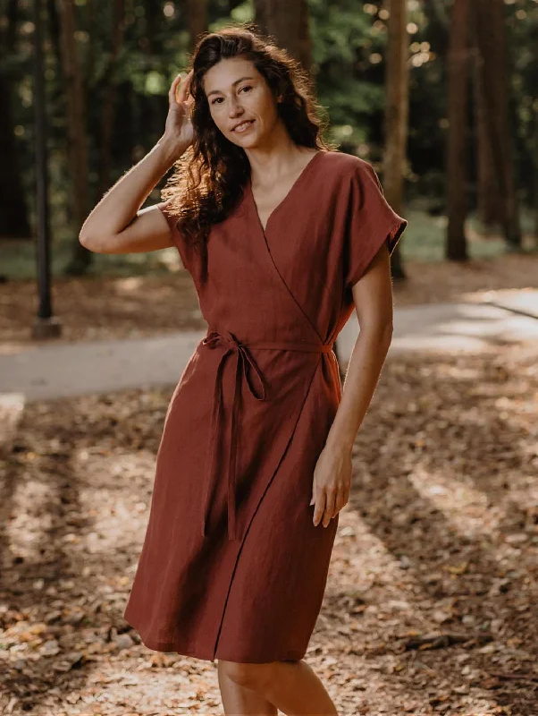 Women jumpsuits with a criss - cross back for a flirty and eye - catching detailRome Linen Wrap Dress | Multiple Colours Women jumpsuits with a criss - cross back for a flirty and eye - catching detailRome Linen Wrap Dress | Multiple Colours