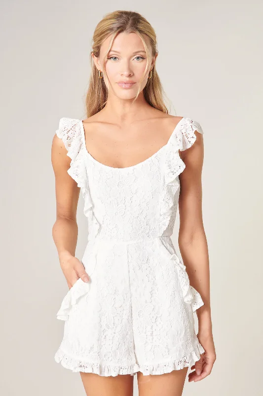 Floral print women jumpsuits for spring garden partiesLove Letter Ruffle Lace Romper Floral print women jumpsuits for spring garden partiesLove Letter Ruffle Lace Romper