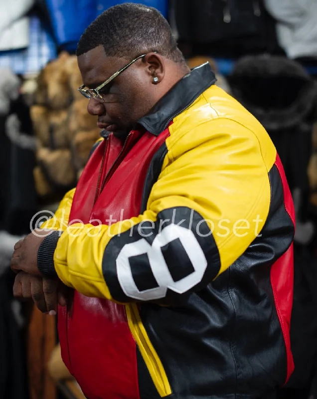 Women's shearling - lined suede jackets for ultimate warmth and luxuryMen's 8 Ball Jacket [Red/Black/Yellow]
