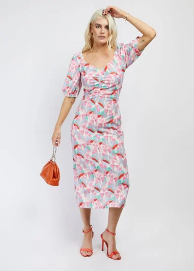 Halter Neck Women Dress to Show Off the Shoulders and NecklineMulticoloured Print Midi Dress Halter Neck Women Dress to Show Off the Shoulders and NecklineMulticoloured Print Midi Dress