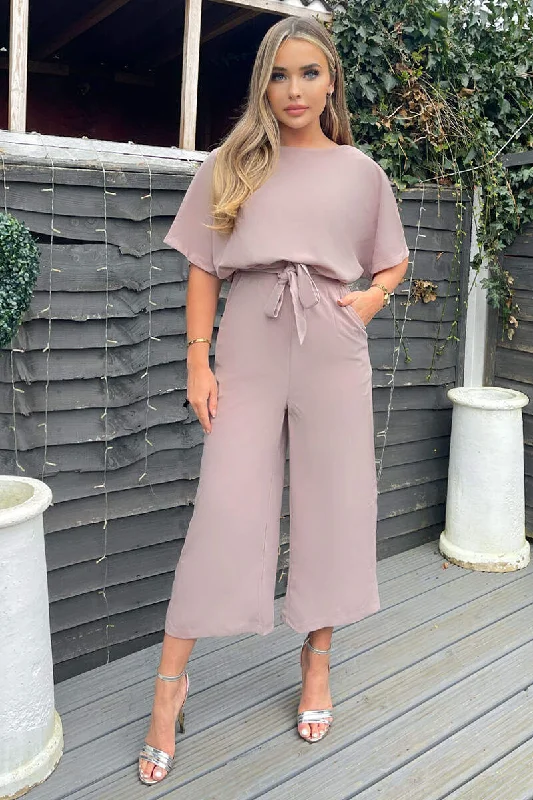 Linen women jumpsuits for a breathable and relaxed summer lookMushroom Tie Waist Short Sleeve Culotte Jumpsuit Linen women jumpsuits for a breathable and relaxed summer lookMushroom Tie Waist Short Sleeve Culotte Jumpsuit