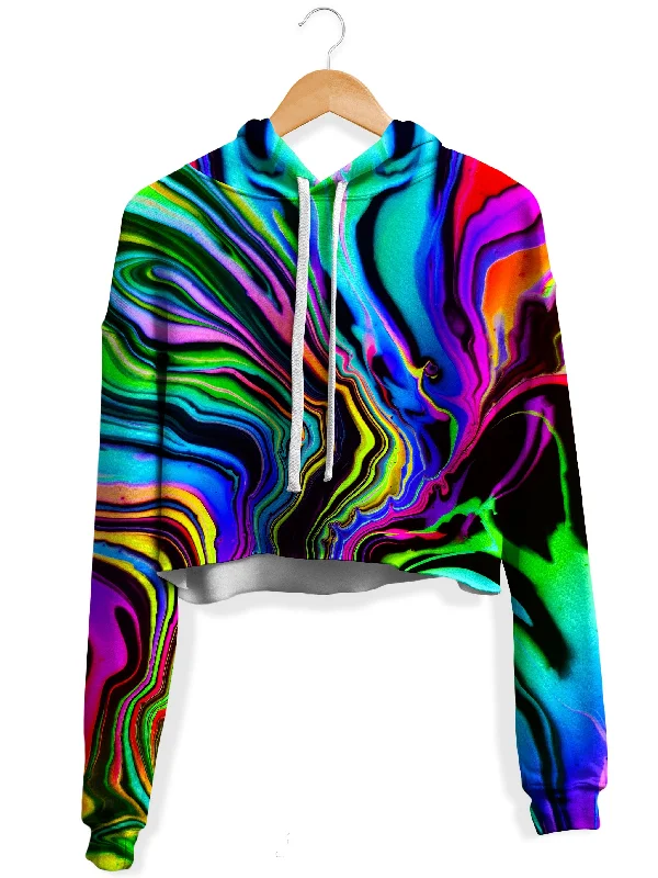 Women's graphic - printed sweatshirt featuring floral patterns for a feminine touchRainbow Rift Fleece Crop Hoodie Women's graphic - printed sweatshirt featuring floral patterns for a feminine touchRainbow Rift Fleece Crop Hoodie