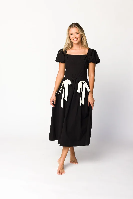 Sheath Women Dress with a Tailored Fit for a Professional LookRuby Midi Dress with Bow Detail in Black Sheath Women Dress with a Tailored Fit for a Professional LookRuby Midi Dress with Bow Detail in Black