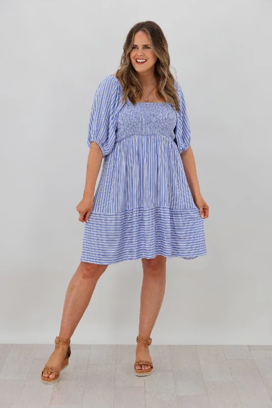 Sheath Women Dress with a Tailored Fit for a Professional LookSalty Bright Bella Stripe Dress Blue Sheath Women Dress with a Tailored Fit for a Professional LookSalty Bright Bella Stripe Dress Blue