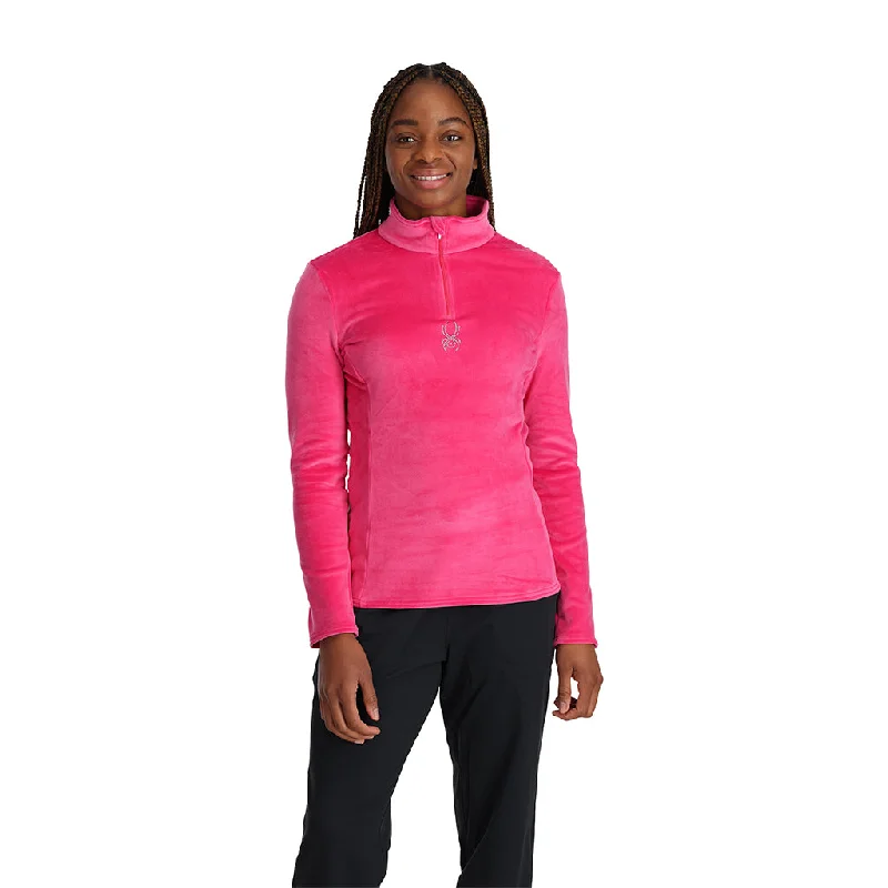 Women's faux fur - trimmed denim jackets for a trendy and cozy styleWomens Shimmer Bug Half Zip - Pink Women's faux fur - trimmed denim jackets for a trendy and cozy styleWomens Shimmer Bug Half Zip - Pink