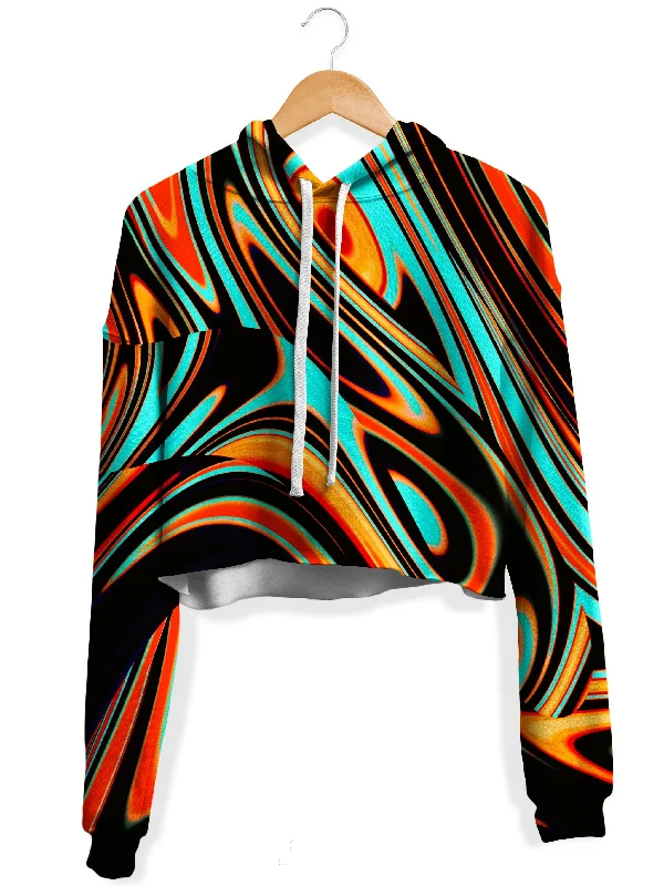 Women's hoodie with a kangaroo pocket and a pom - pom drawstring for added charmSolar Trip Fleece Crop Hoodie Women's hoodie with a kangaroo pocket and a pom - pom drawstring for added charmSolar Trip Fleece Crop Hoodie
