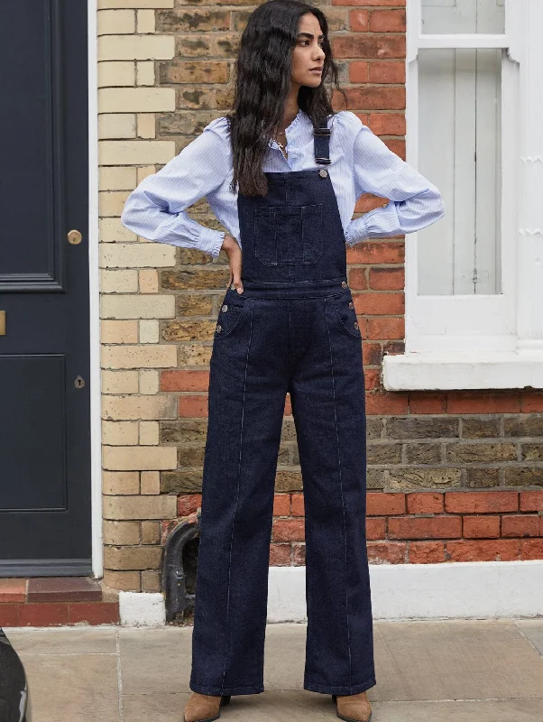 Women jumpsuits with bow - tie details for a sweet and charming appearanceThandi Organic Dungarees | Dark Denim Women jumpsuits with bow - tie details for a sweet and charming appearanceThandi Organic Dungarees | Dark Denim