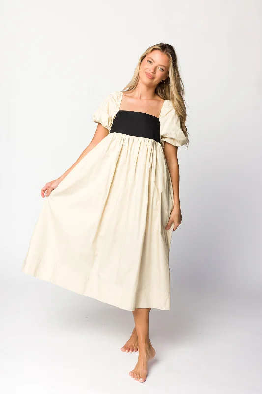 Long - Sleeve Women Dress in Velvet for a Luxurious Winter LookAmia Cotton Midi Dress in Beige Long - Sleeve Women Dress in Velvet for a Luxurious Winter LookAmia Cotton Midi Dress in Beige