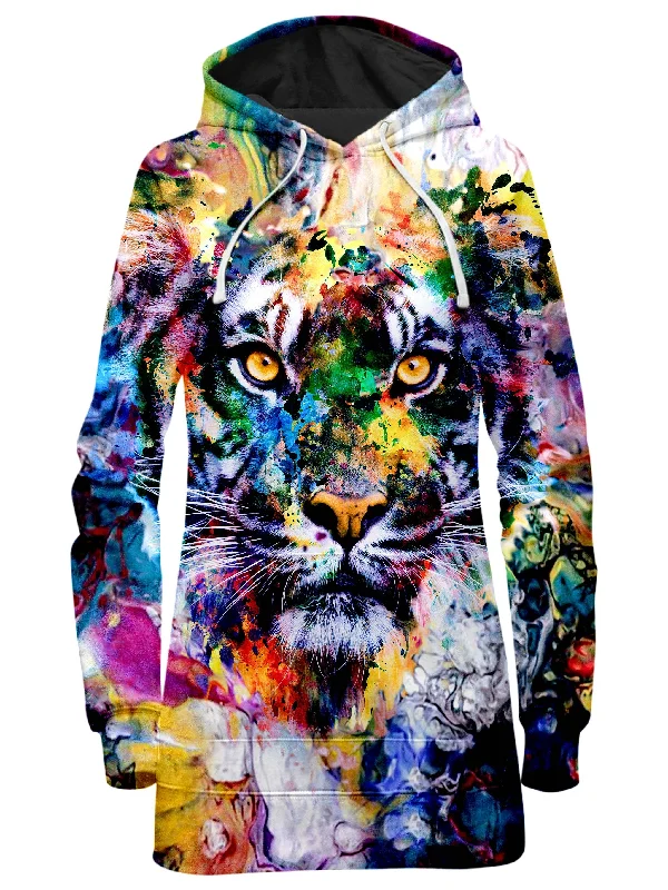 Women's hoodie with a kangaroo pocket and a pom - pom drawstring for added charmTiger Hoodie Dress Women's hoodie with a kangaroo pocket and a pom - pom drawstring for added charmTiger Hoodie Dress