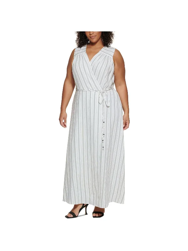 Wrap - Style Women Dress with Adjustable Fit for All Body Types Wrap - Style Women Dress with Adjustable Fit for All Body Types Plus Womens Striped Sleeveless Maxi Dress Wrap - Style Women Dress with Adjustable Fit for All Body Types Wrap - Style Women Dress with Adjustable Fit for All Body Types Plus Womens Striped Sleeveless Maxi Dress