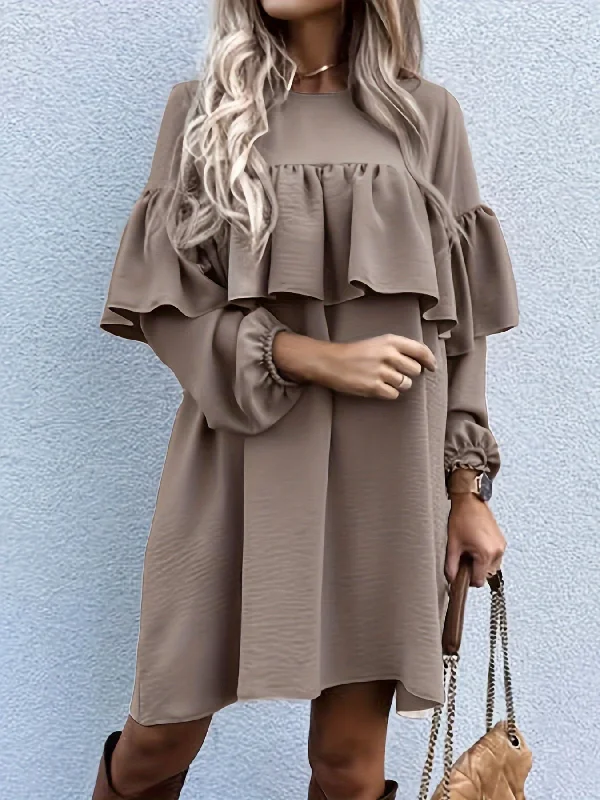 Plus Size Women Dress with a Flattering A - Line Cut for Comfort and Style Plus Size Women Dress with a Flattering A - Line Cut for Comfort and Style Sixsr Ruffle Decor Lantern Sleeve Dress, Casual Crew Neck Loose Dress For Spring & Fall, Women's Clothing Plus Size Women Dress with a Flattering A - Line Cut for Comfort and Style Plus Size Women Dress with a Flattering A - Line Cut for Comfort and Style Sixsr Ruffle Decor Lantern Sleeve Dress, Casual Crew Neck Loose Dress For Spring & Fall, Women's Clothing