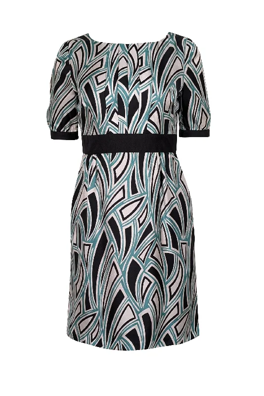Sheath Women Dress with a Tailored Fit for a Professional Look Sheath Women Dress with a Tailored Fit for a Professional Look Tibi - Teal, Black, & White Print Silk Dress Sz 4 Sheath Women Dress with a Tailored Fit for a Professional Look Sheath Women Dress with a Tailored Fit for a Professional Look Tibi - Teal, Black, & White Print Silk Dress Sz 4
