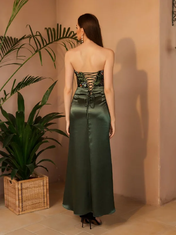 Ruffled maxi dresses with a tiered skirt for added volumeFashionSierra - Embroidery Strapless Lace Up Satin Mermaid Prom Dresses Ruffled maxi dresses with a tiered skirt for added volumeFashionSierra - Embroidery Strapless Lace Up Satin Mermaid Prom Dresses