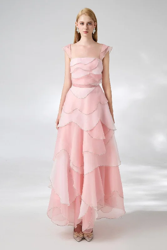 Polyester maxi dresses for easy - care and durabilityCopeland Layered Cap Sleeved Organza Ankle Length Dress Polyester maxi dresses for easy - care and durabilityCopeland Layered Cap Sleeved Organza Ankle Length Dress