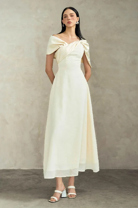 Velvet maxi dresses with long sleeves for winter weddingsCrystal A-line Twisted Silk Ankle Length Dress