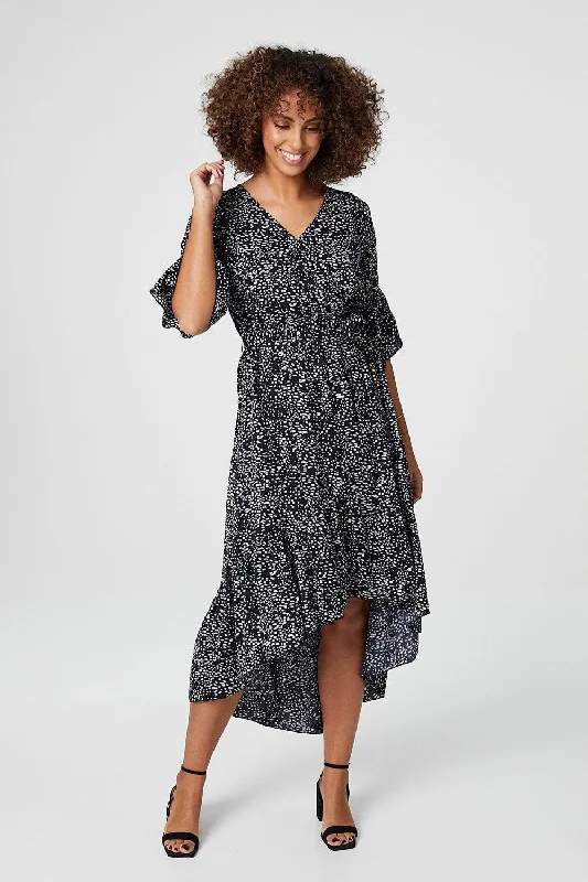 Maxi dresses with bow accents at the waist for a sweet appearanceDitsy Print Wrap Front Midi Dress Maxi dresses with bow accents at the waist for a sweet appearanceDitsy Print Wrap Front Midi Dress