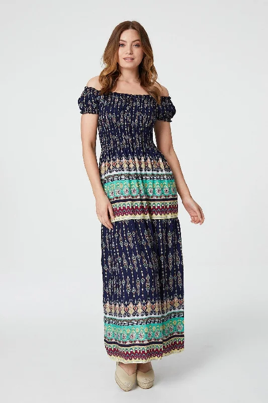 Metallic maxi dresses for a glamorous New Year's Eve partyPrinted Off The Shoulder Maxi Dress Metallic maxi dresses for a glamorous New Year's Eve partyPrinted Off The Shoulder Maxi Dress