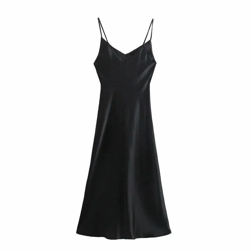Maxi dresses with cut - out details on the sides for a modern edgeFashionSierra - Elegant V-Neck Female Satin Long Dress Maxi dresses with cut - out details on the sides for a modern edgeFashionSierra - Elegant V-Neck Female Satin Long Dress
