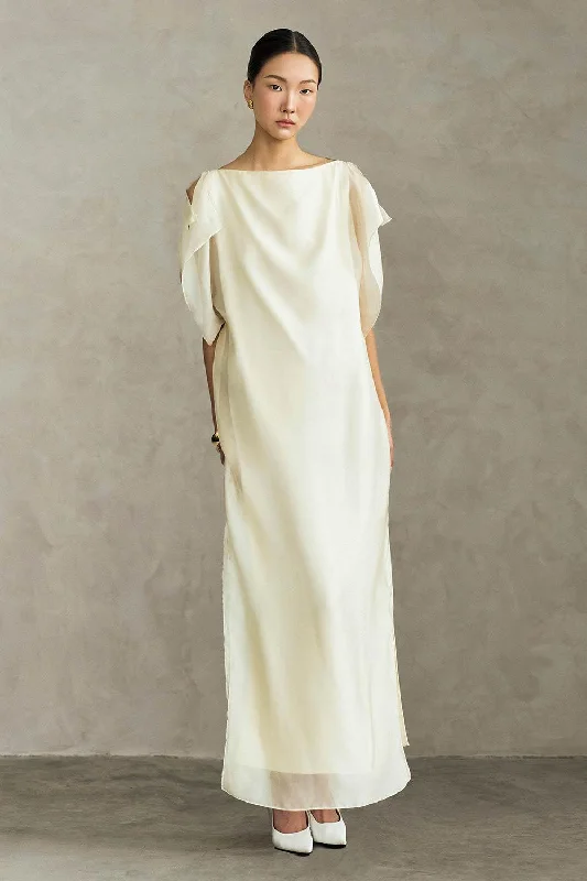 Linen maxi dresses for a breathable and lightweight summer optionFarida Straight Side Slit Silk Ankle Length Dress Linen maxi dresses for a breathable and lightweight summer optionFarida Straight Side Slit Silk Ankle Length Dress