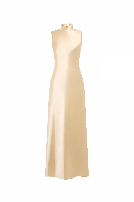 Maxi dresses with tassel accents for a fun and lively touchGold Sleeveless Silk Dress Maxi dresses with tassel accents for a fun and lively touchGold Sleeveless Silk Dress