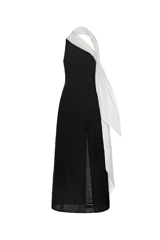 Maxi dresses with bow accents at the waist for a sweet appearanceHan Thuyen Slit Asymmetric Neck Silk Organza Floor Length Dress Maxi dresses with bow accents at the waist for a sweet appearanceHan Thuyen Slit Asymmetric Neck Silk Organza Floor Length Dress