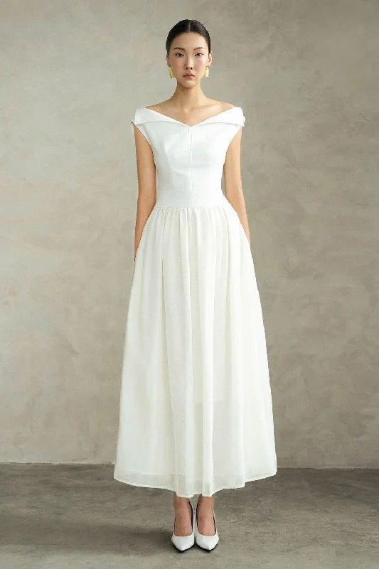 Cotton maxi dresses for a comfortable and everyday - wear optionHira A-line Sailor Collar Neck Silk Crepe Ankle Length Dress Cotton maxi dresses for a comfortable and everyday - wear optionHira A-line Sailor Collar Neck Silk Crepe Ankle Length Dress