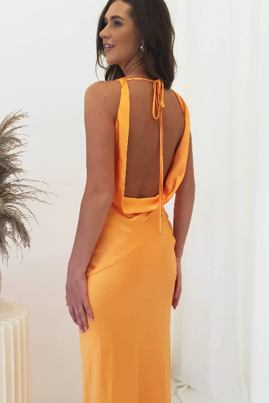 Maxi dresses with a pleated skirt for a timeless and elegant appearanceLeah Cowl Neckline Maxi Dress | Orange Maxi dresses with a pleated skirt for a timeless and elegant appearanceLeah Cowl Neckline Maxi Dress | Orange