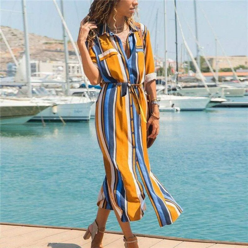 Maxi dresses with embroidered floral motifs for a unique designFashionSierra - New Spring Women's arrival Stripe T-Shirt High waist Casual Beach style Loose Shirt Long Dress Maxi dresses with embroidered floral motifs for a unique designFashionSierra - New Spring Women's arrival Stripe T-Shirt High waist Casual Beach style Loose Shirt Long Dress