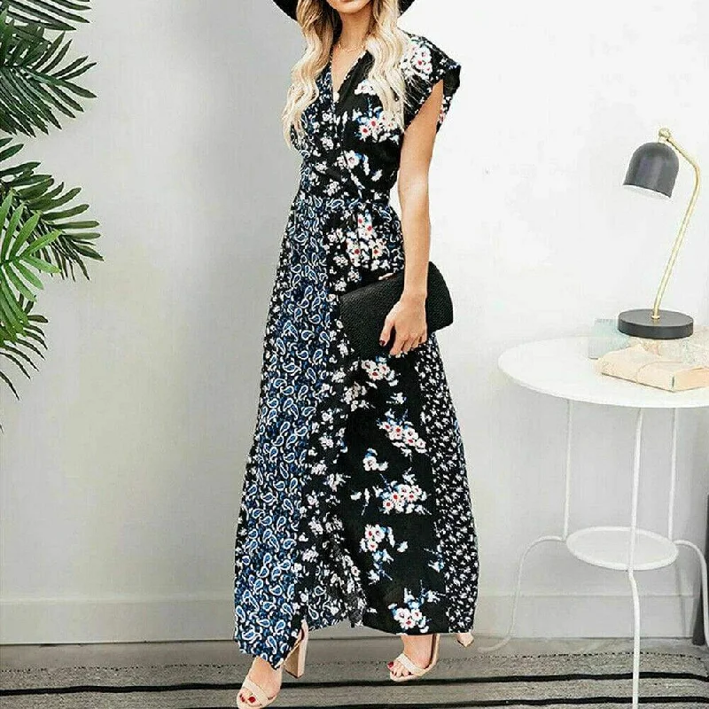 Polyester maxi dresses for easy - care and durabilityFashionSierra - New Women Boho Floral Long Maxi Loose Dress Evening Party Beach Summer Fashion Elegant Sexy Sundress Sleeveless Slimmer Clothes Polyester maxi dresses for easy - care and durabilityFashionSierra - New Women Boho Floral Long Maxi Loose Dress Evening Party Beach Summer Fashion Elegant Sexy Sundress Sleeveless Slimmer Clothes