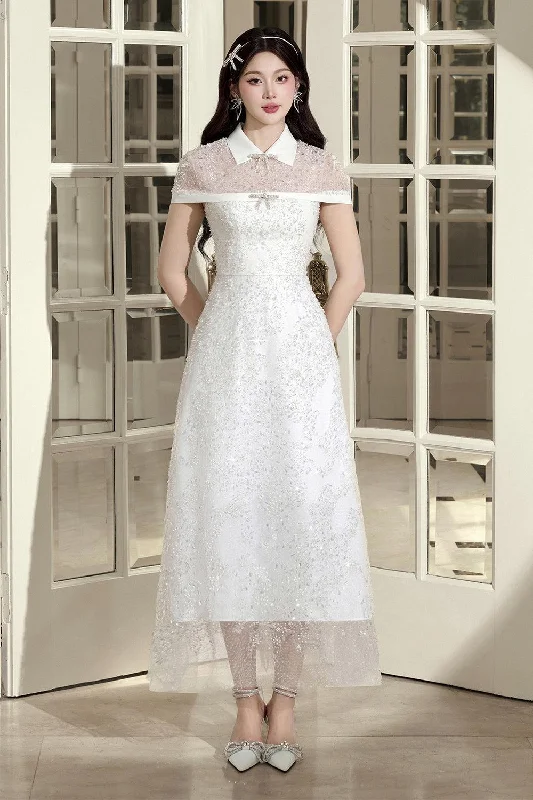 Maxi dresses with a ruffled neckline for a charming lookSami A-line Cape Shoulder Organza Ankle Length Dress Maxi dresses with a ruffled neckline for a charming lookSami A-line Cape Shoulder Organza Ankle Length Dress