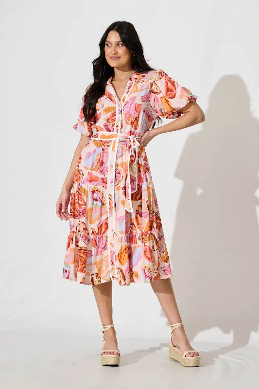 Midi dresses with wrap - around skirts for a customizable fitAoife Shirt Dress in Rust Multi Midi dresses with wrap - around skirts for a customizable fitAoife Shirt Dress in Rust Multi