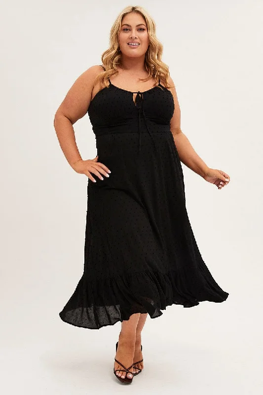 Midi dresses with animal prints for a bold and confident appearanceBlack Midi Dress Shoestring Strap Gather Bust Frill Hem Midi dresses with animal prints for a bold and confident appearanceBlack Midi Dress Shoestring Strap Gather Bust Frill Hem