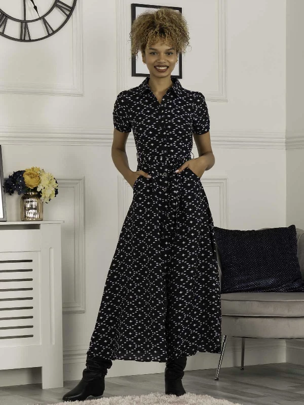 Midi dresses with side slits for a sexy and elegant appearanceDanni Crepe Shirt Midi Dress, Navy Star