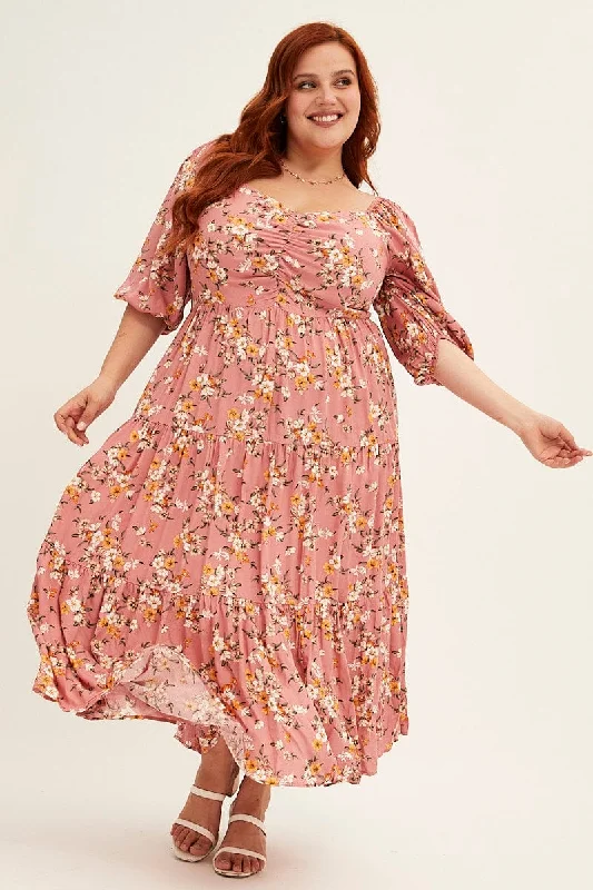 Midi dresses with abstract art prints for an artistic statementDitsy Print Short Puff Sleeve Pink Ditsy Rayon Midi Dress Midi dresses with abstract art prints for an artistic statementDitsy Print Short Puff Sleeve Pink Ditsy Rayon Midi Dress