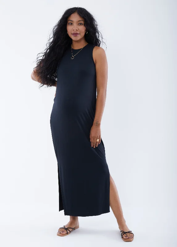 Midi dresses with belted waists to accentuate the figureThe One Black Maternity Midi Dress Midi dresses with belted waists to accentuate the figureThe One Black Maternity Midi Dress